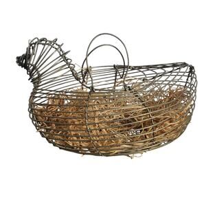 Chicken Egg Gathering Wire Basket Farmhouse, Country, Farmhouse, Kitchen Decor